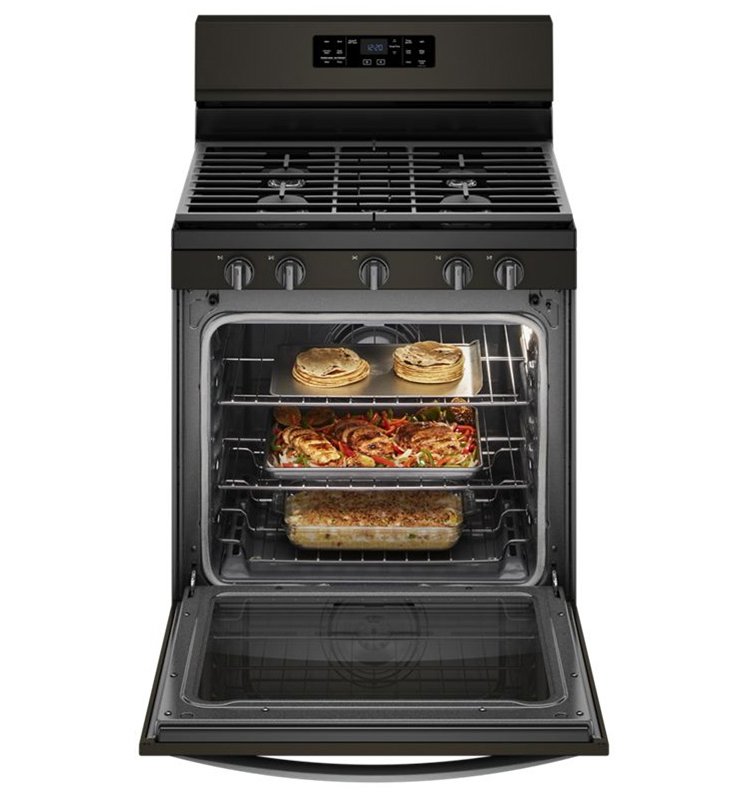 Whirlpool 5.8 Cu. Ft. Fingerprint Resistant Black Stainless Steel Freestanding Gas Range With Frozen Bake Technology