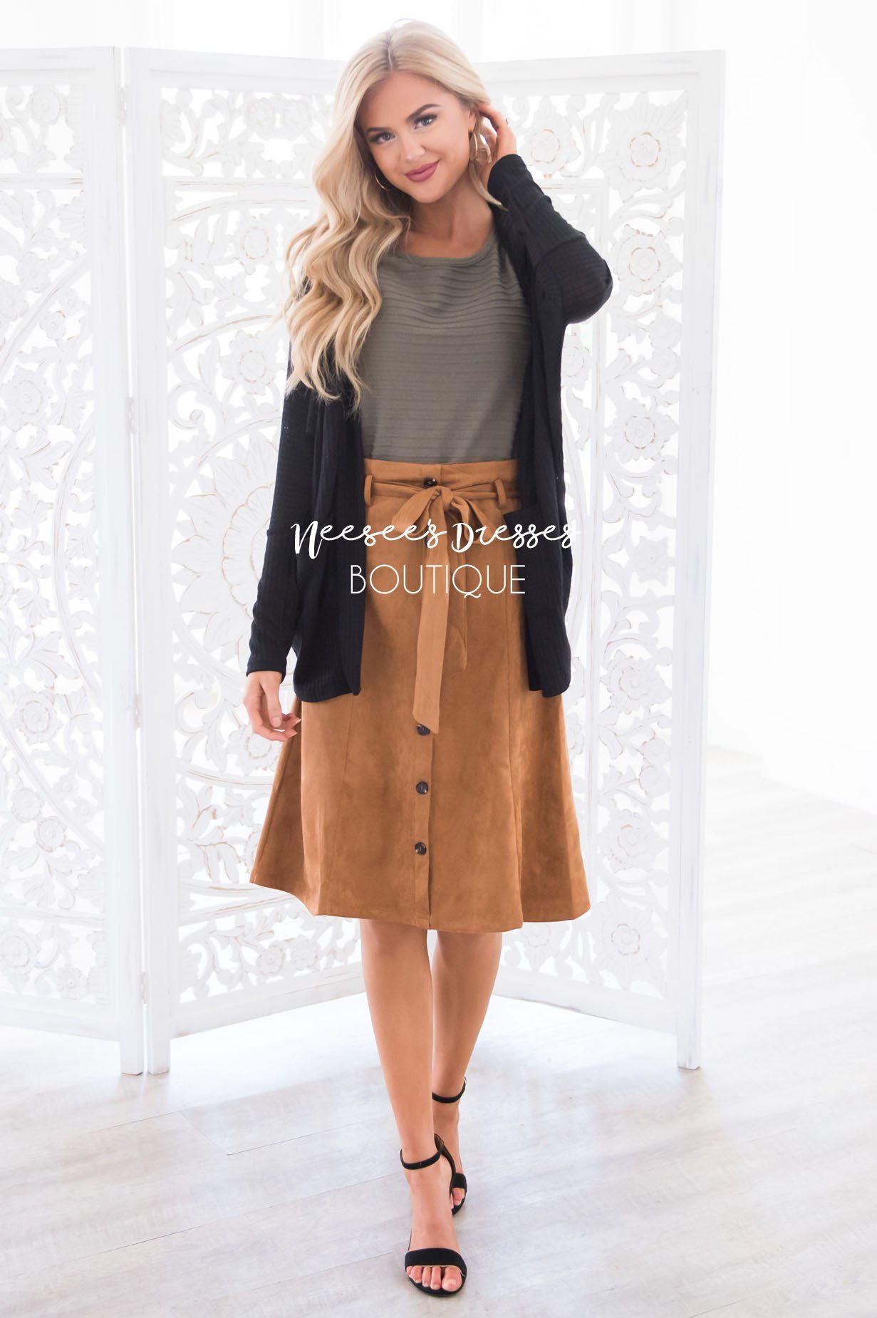 Trip to Tribeca Button Skirt