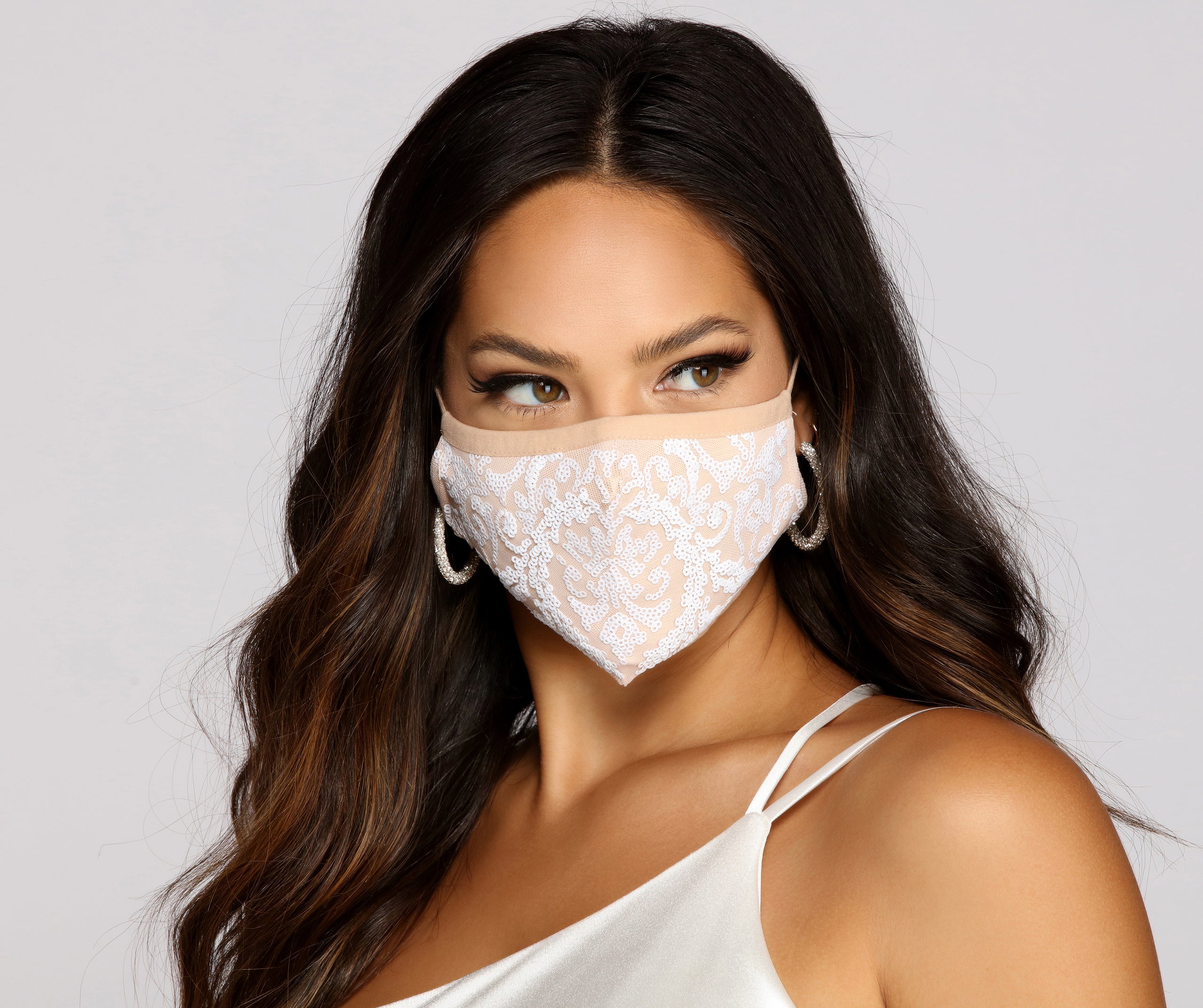 Sequin Scroll Print Face Mask