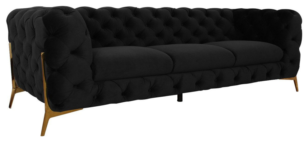 Divani Casa Quincey Transitional Black Velvet Sofa   Transitional   Sofas   by Vig Furniture Inc.  Houzz