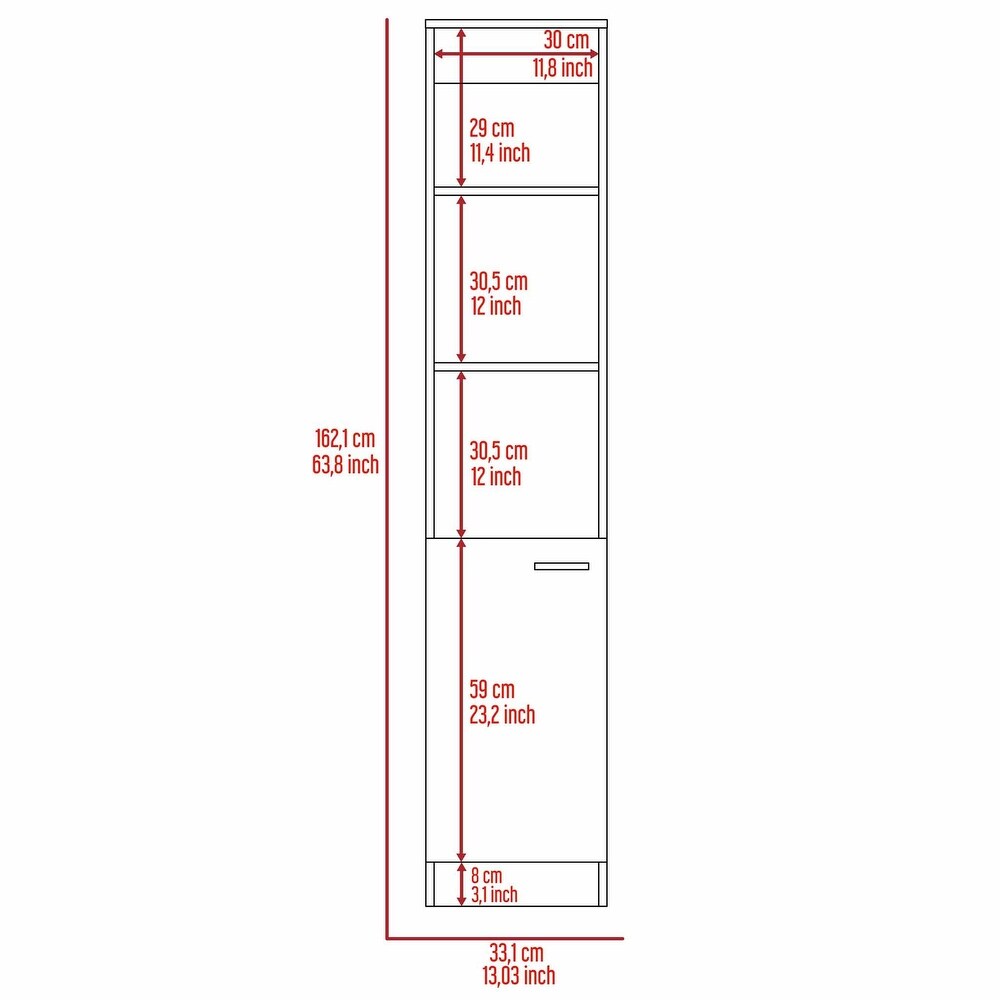 Bathroom Free Standing Linen Cabinet with 5 Shelves and 1 Door