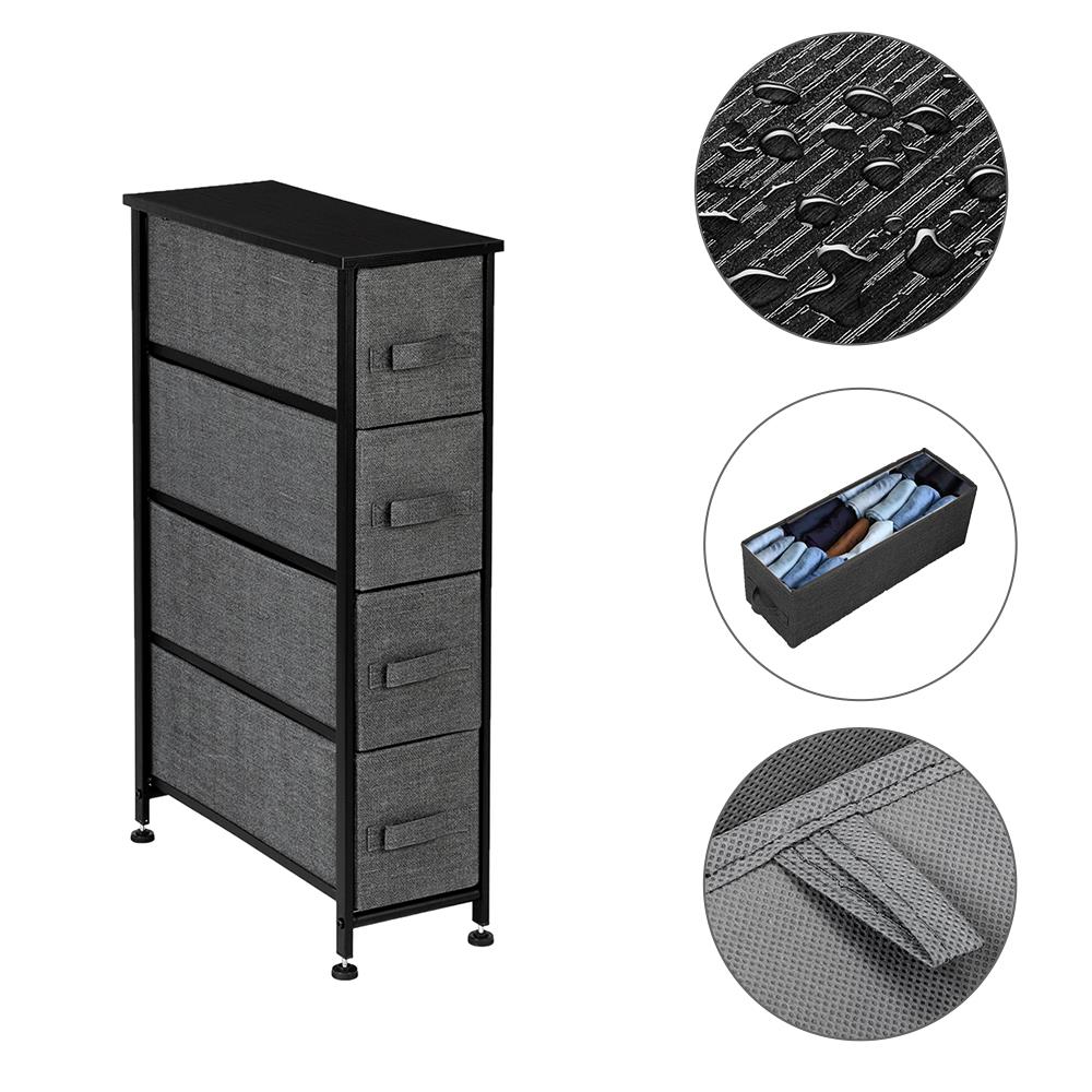 Ktaxon Dresser Organizer, Dresser Storage Chest for Bedroom Closet w/Tower Wood Top, 4 Drawers Removable Fabric Bins, Gray