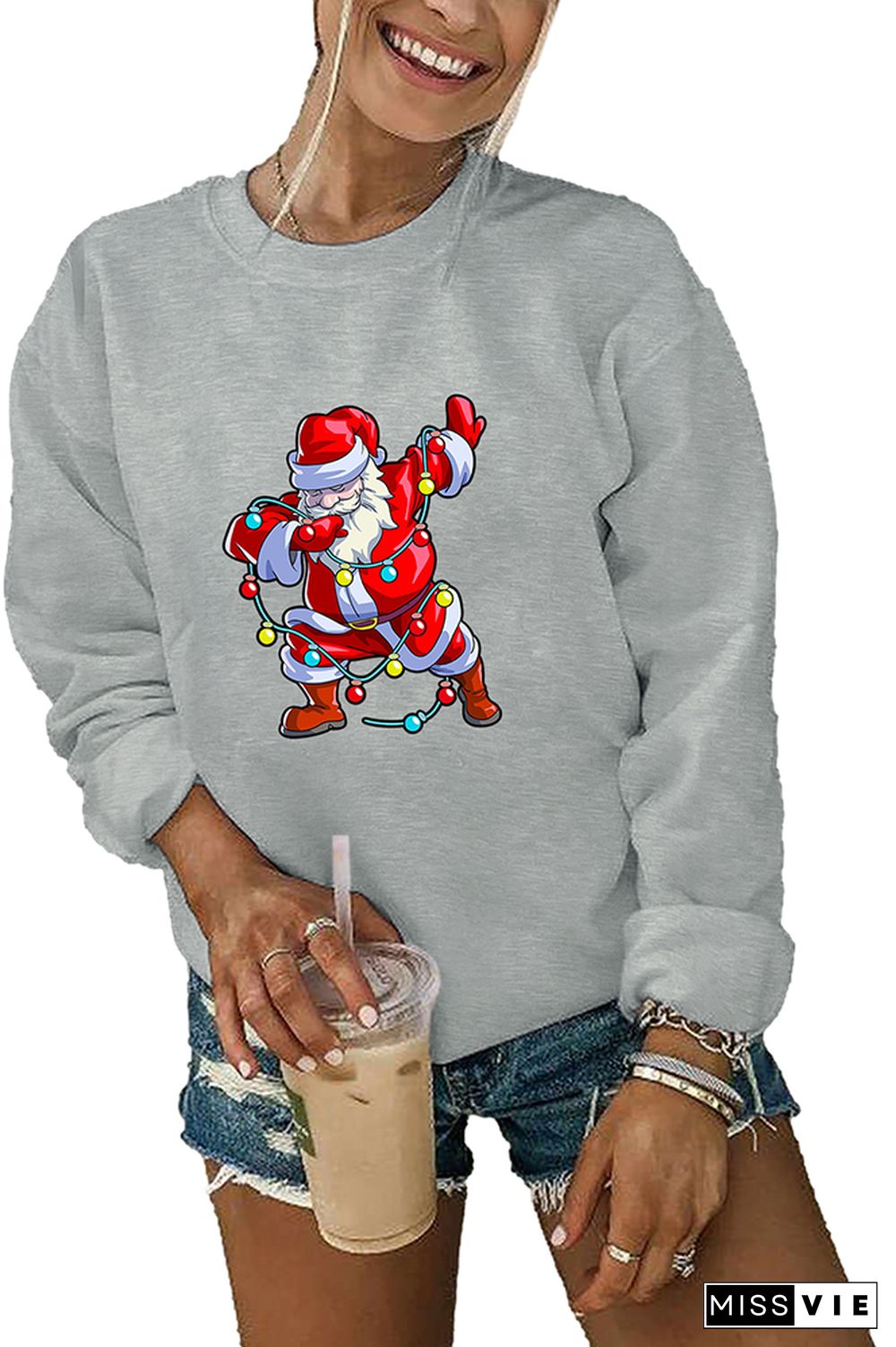 Dabbing Santa Claus With Christmas Lights Sweatshirt Wholesale