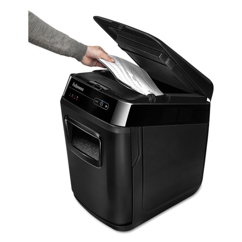 Fellowes AutoMax 200C Auto Feed Cross-Cut Shredder， 200 Auto/10 Manual Sheet Capacity (4653501)