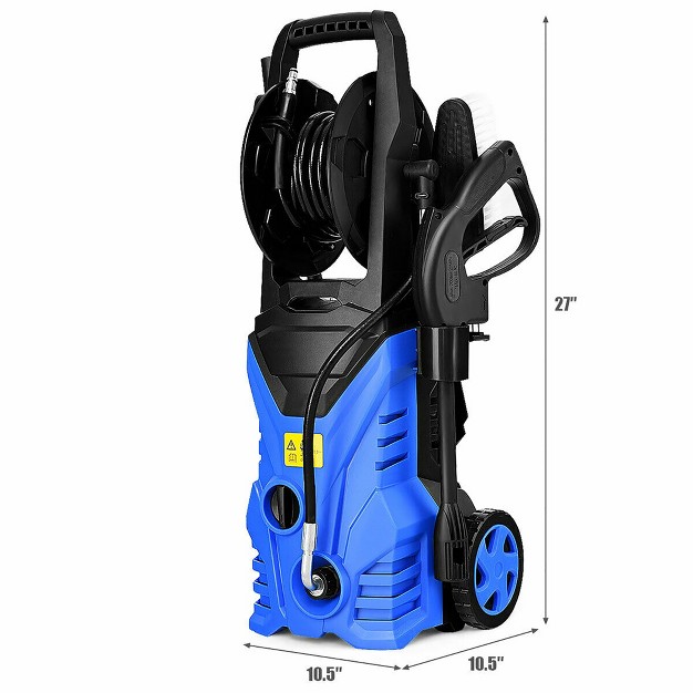 Costway 2030psi Electric Pressure Washer Cleaner 1 7 Gpm 1800w With Hose Reel Blue