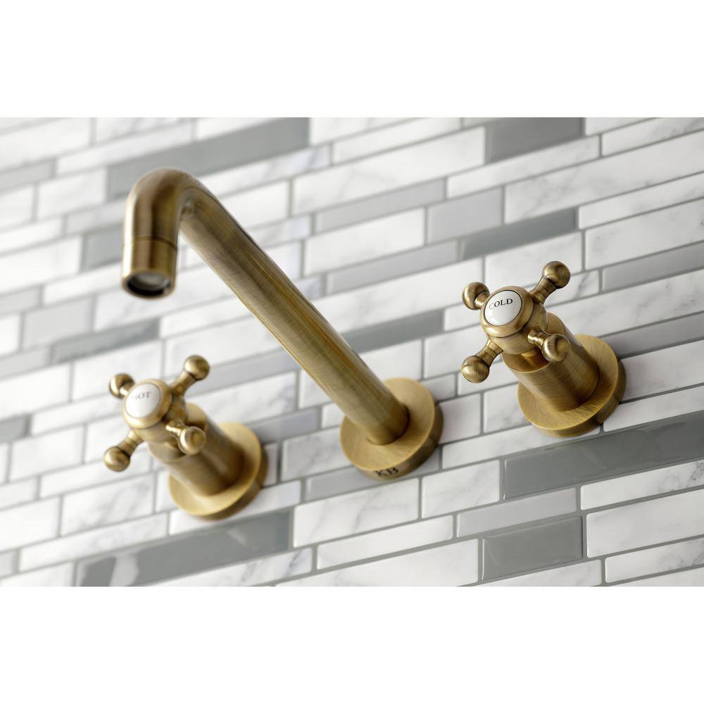 Kingston Brass Metropolitan 2-Handle Wall Mount Tub Faucet in Antique Brass (Valve Included) HKS8023BX