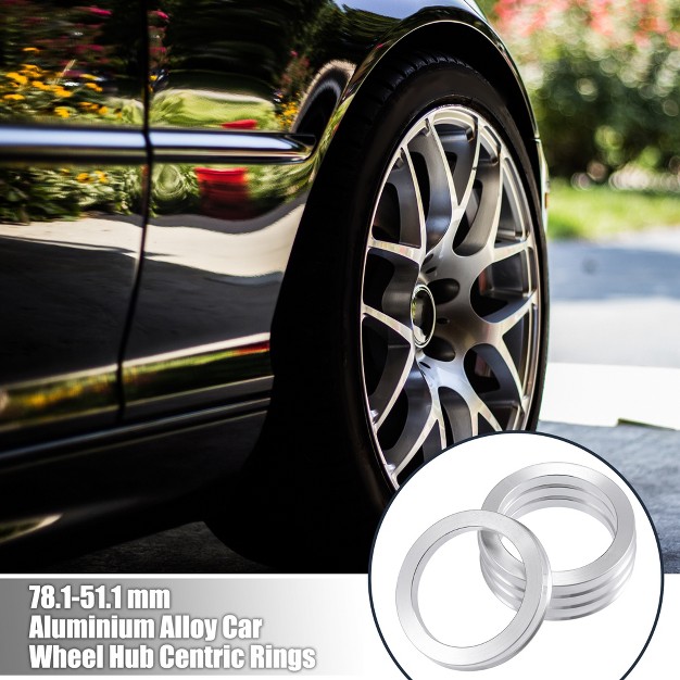 Unique Bargains Aluminum Alloy Car Auto Hub Centric Rings Wheel Bore Center Spacer Silver Tone 4 Pcs