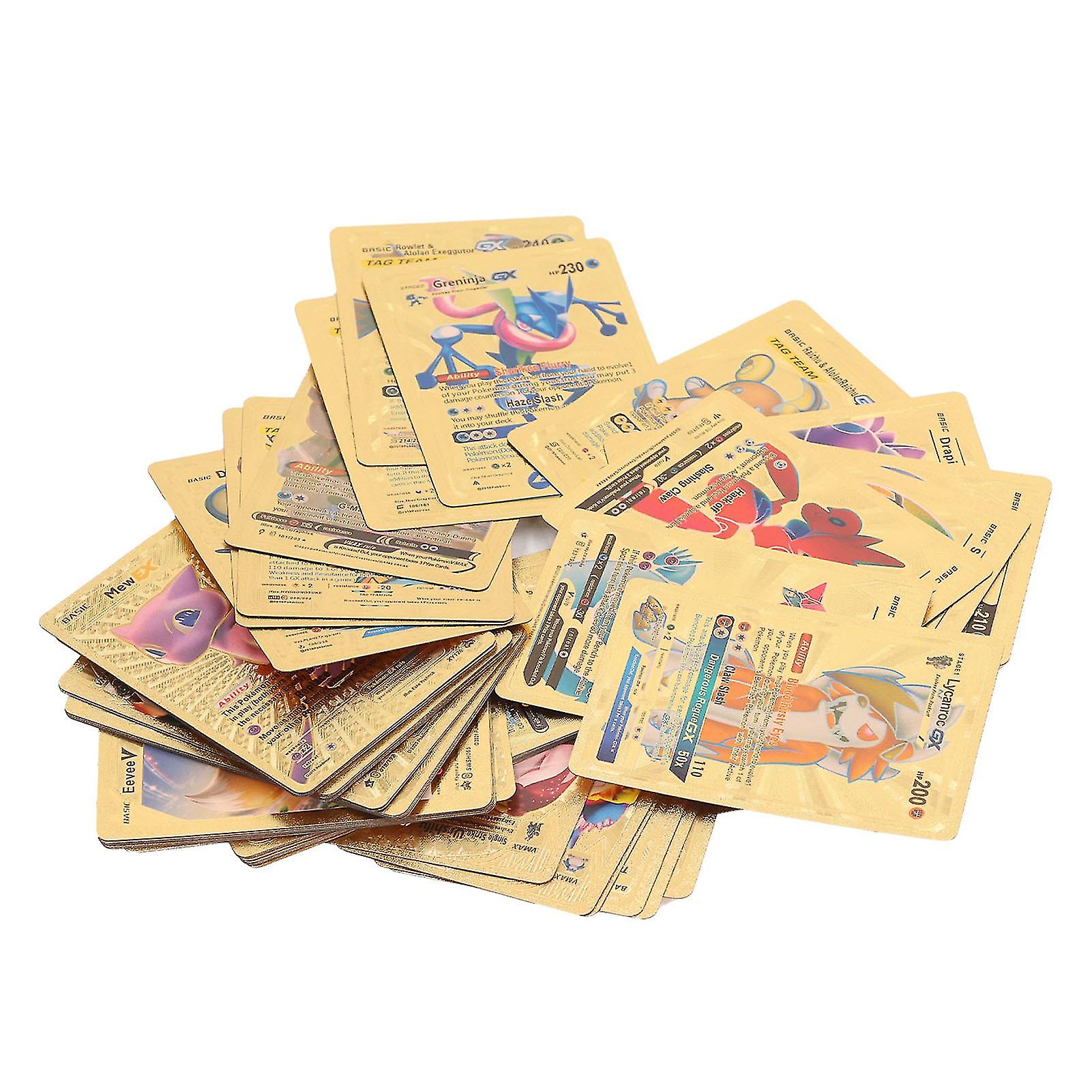 110pcs Gold Foil Cards Anime Cartoon Waterproof PVC English Gold Rare Cards for Board Game