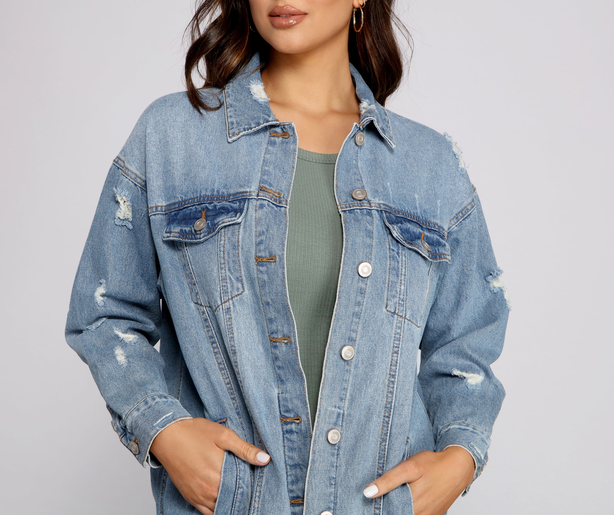 So Chic Long Denim Jacket