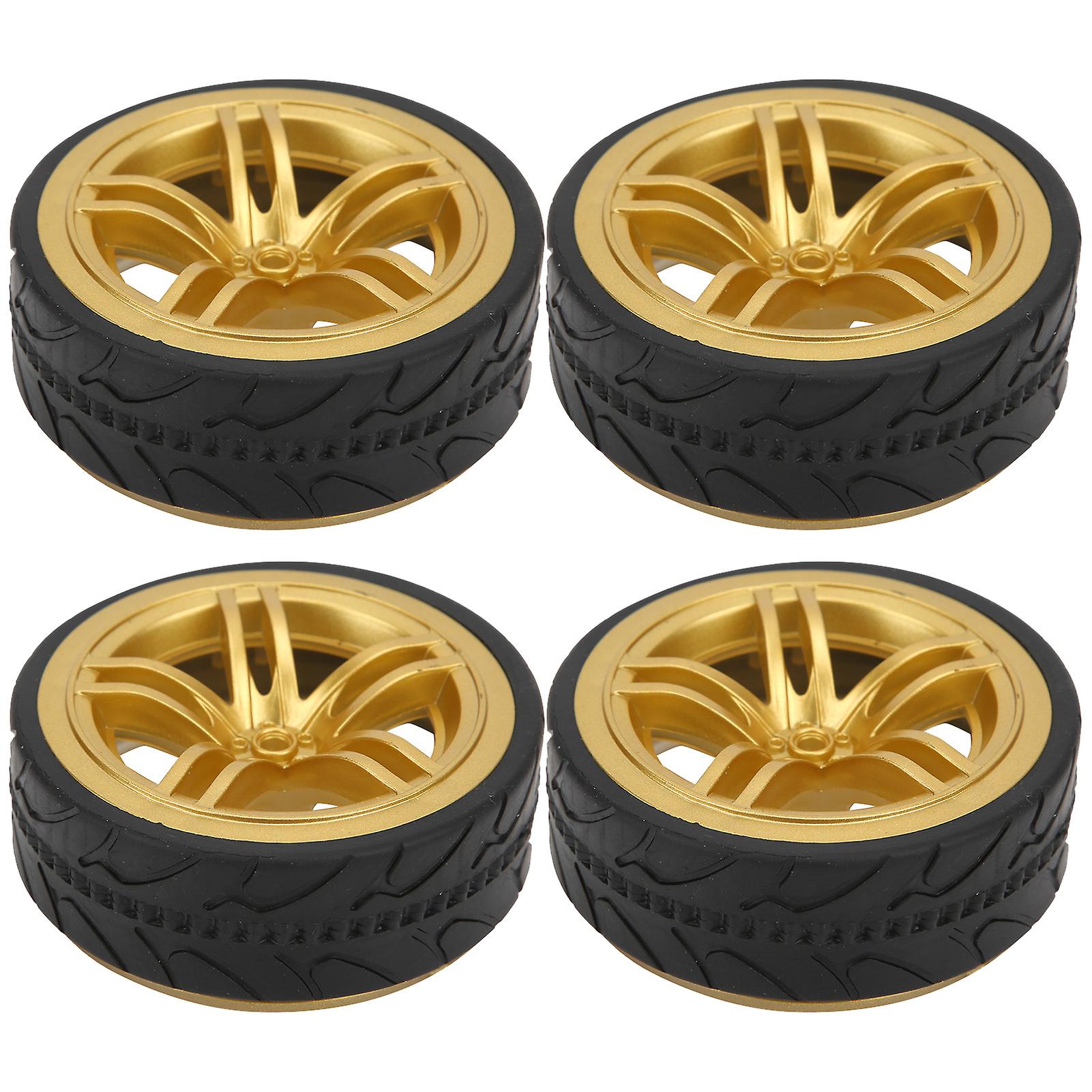 1/10 Racing Rc Car Wheel Plastic Wheel Hub With Grooved Rubber Rc Car Spare Accessorygold