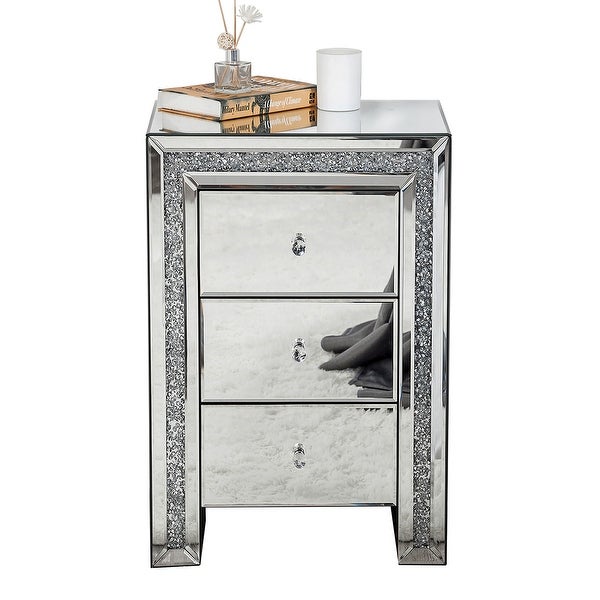 3-Drawer Accent Nightstand Diamond Side Table - - 37236146