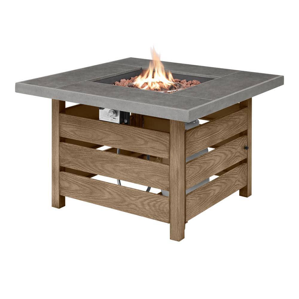 Home Decorators Collection Summerfield 395 in x 25 in Square Steel ConcreteLook Tile Top LP Gas Fire Pit