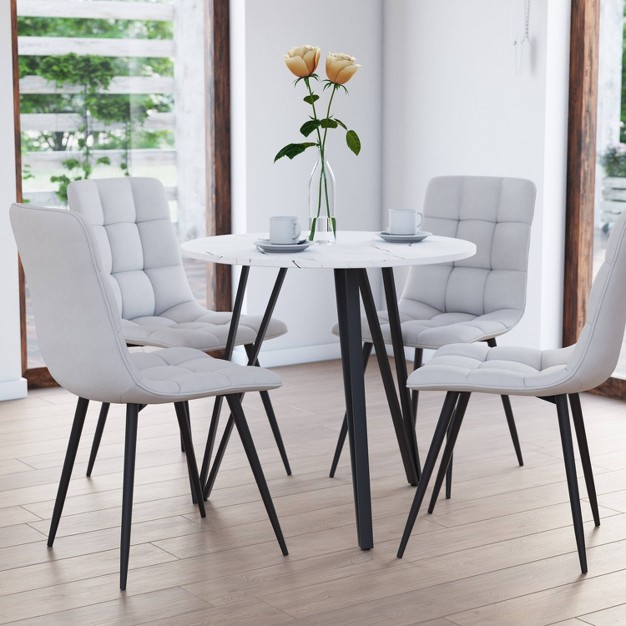 Ezra Small Round Dining Table Marble Finish White Corliving