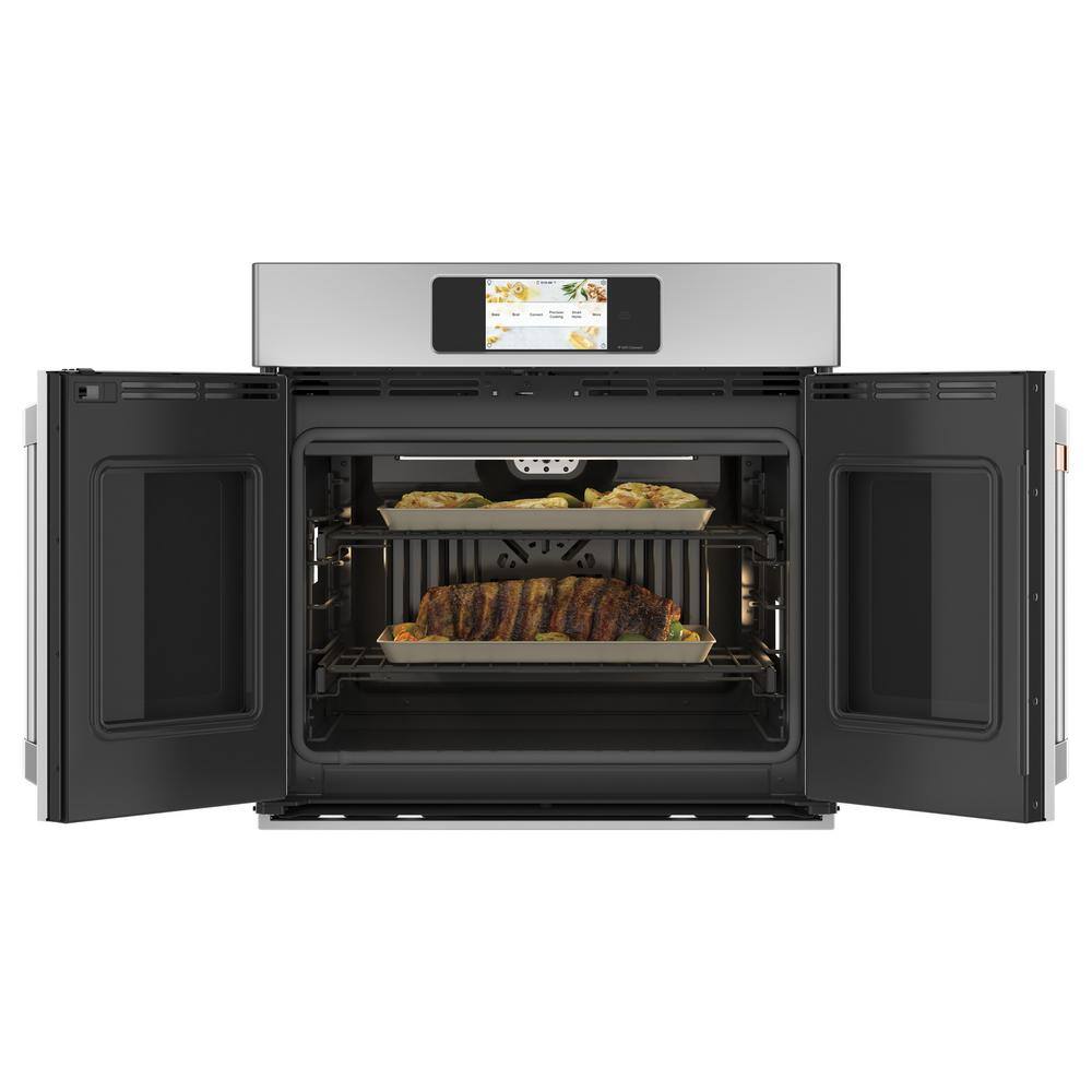 Cafe 30 in. Smart Single Electric French-Door Wall Oven with Convection Self-Cleaning in Stainless Steel CTS90FP2NS1