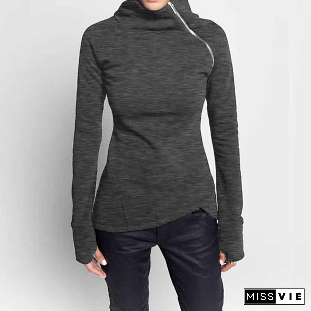 Side Zipper Contrast Coat Hoodie