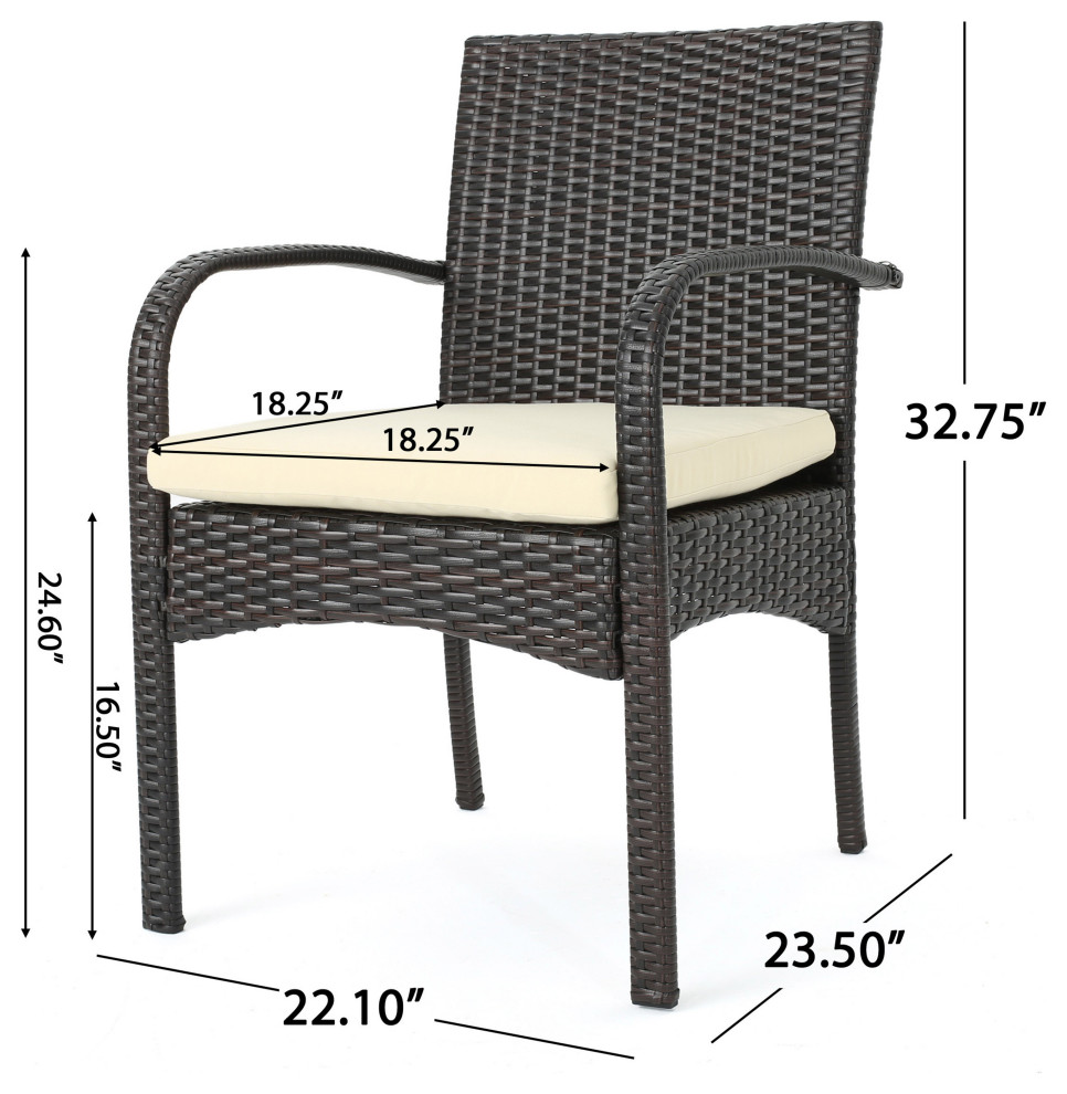 GDF Studio 5 Piece Derek Outdoor Acacia Wood/Wicker Dining Set With Cushions   Tropical   Outdoor Dining Sets   by GDFStudio  Houzz