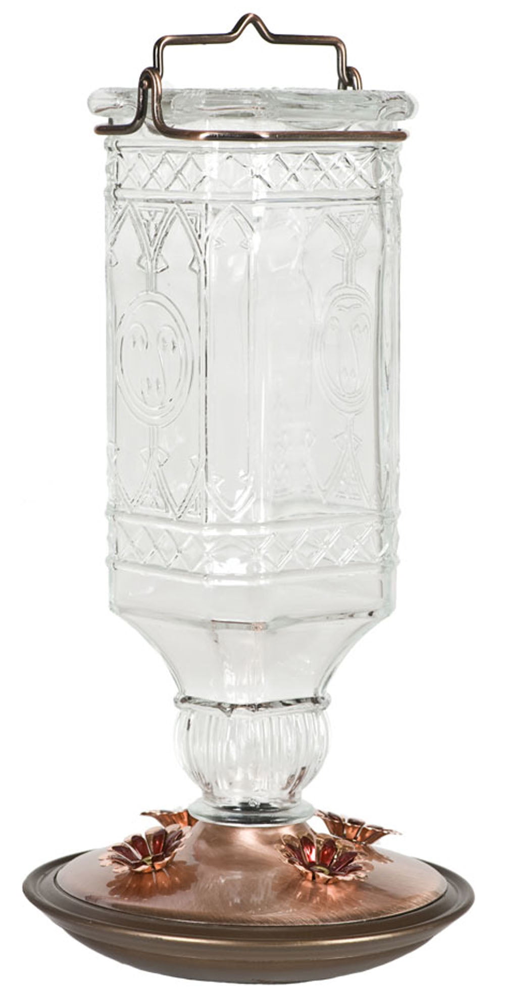 Perky-Pet 24 oz Clear Square Antique Bottle Glass Hummingbird Feeder