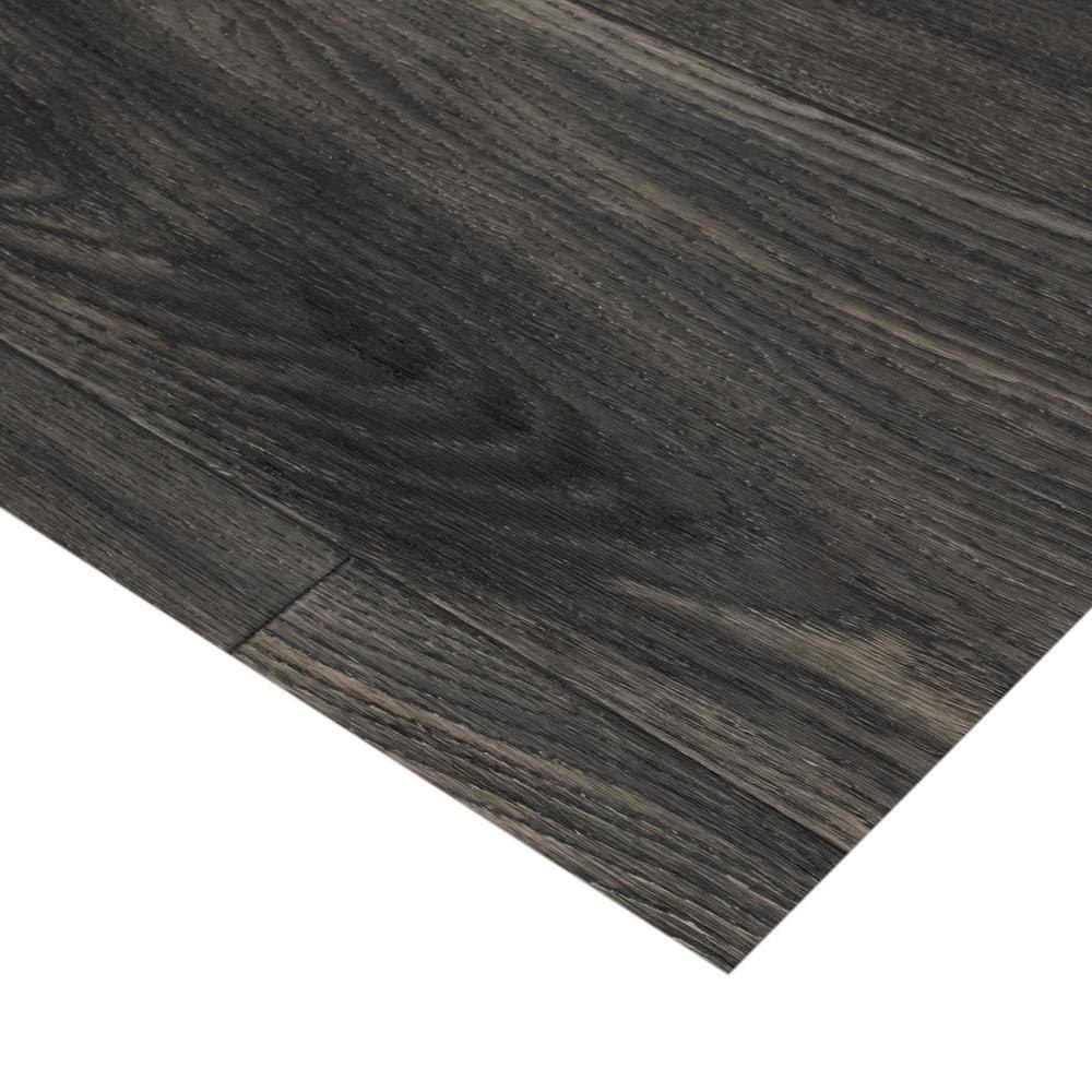 TrafficMaster Scorched Walnut Charcoal Wood Residential Vinyl Sheet Flooring 12ft. Wide x Cut to Length C9450407C898P14