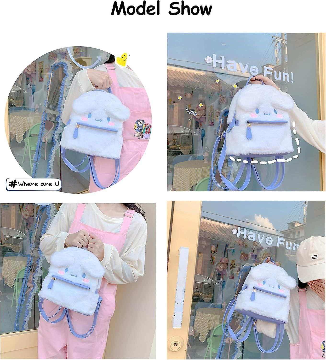 Cute Girl Plush Bag Backpacks For School， 3d Kawaii Animal Cartoon Schoolbag For Girl Bookbag School Supplies， White Dog