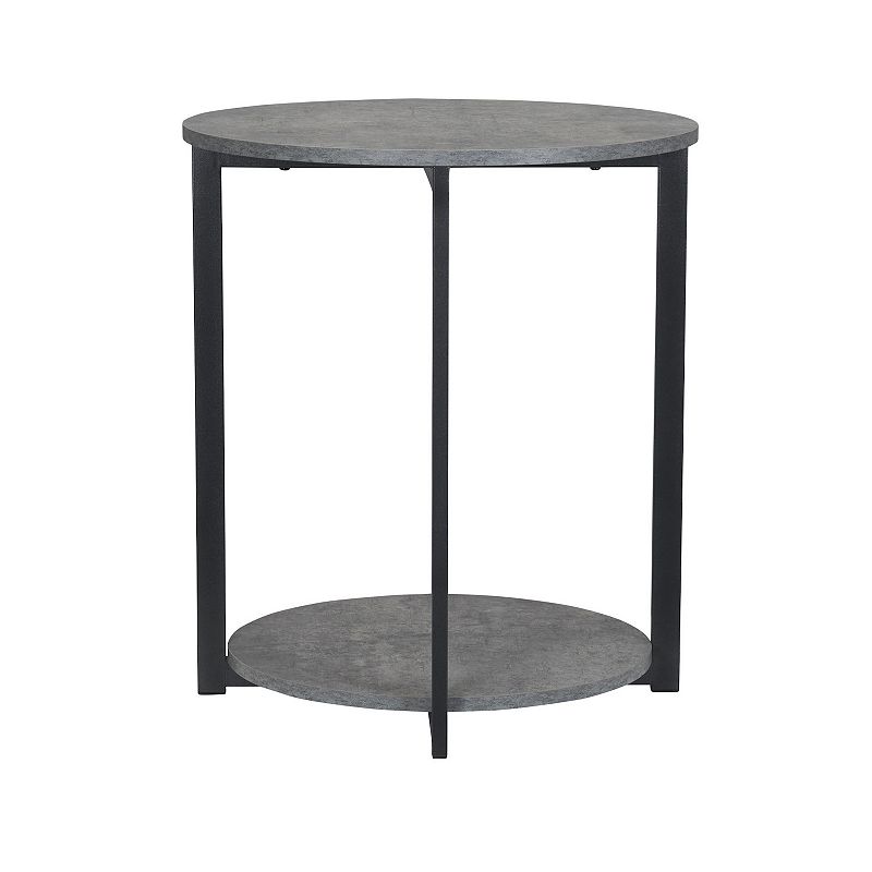 Household Essentials Faux-Concrete 2-Tier Round End Table