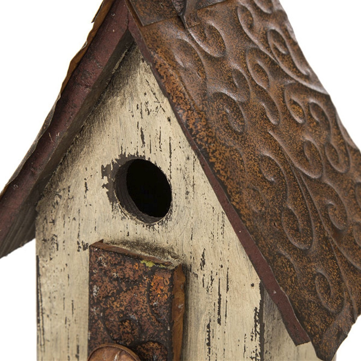 Glitzhome Distressed Wooden Bird House， 13.90-in