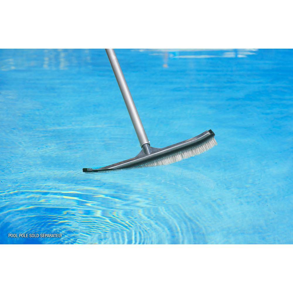 HDX 18 in. Swimming Pool  Spa Brush with Deluxe Nylon and Stainless Steel Combination Bristles and Aluminum Back 60173