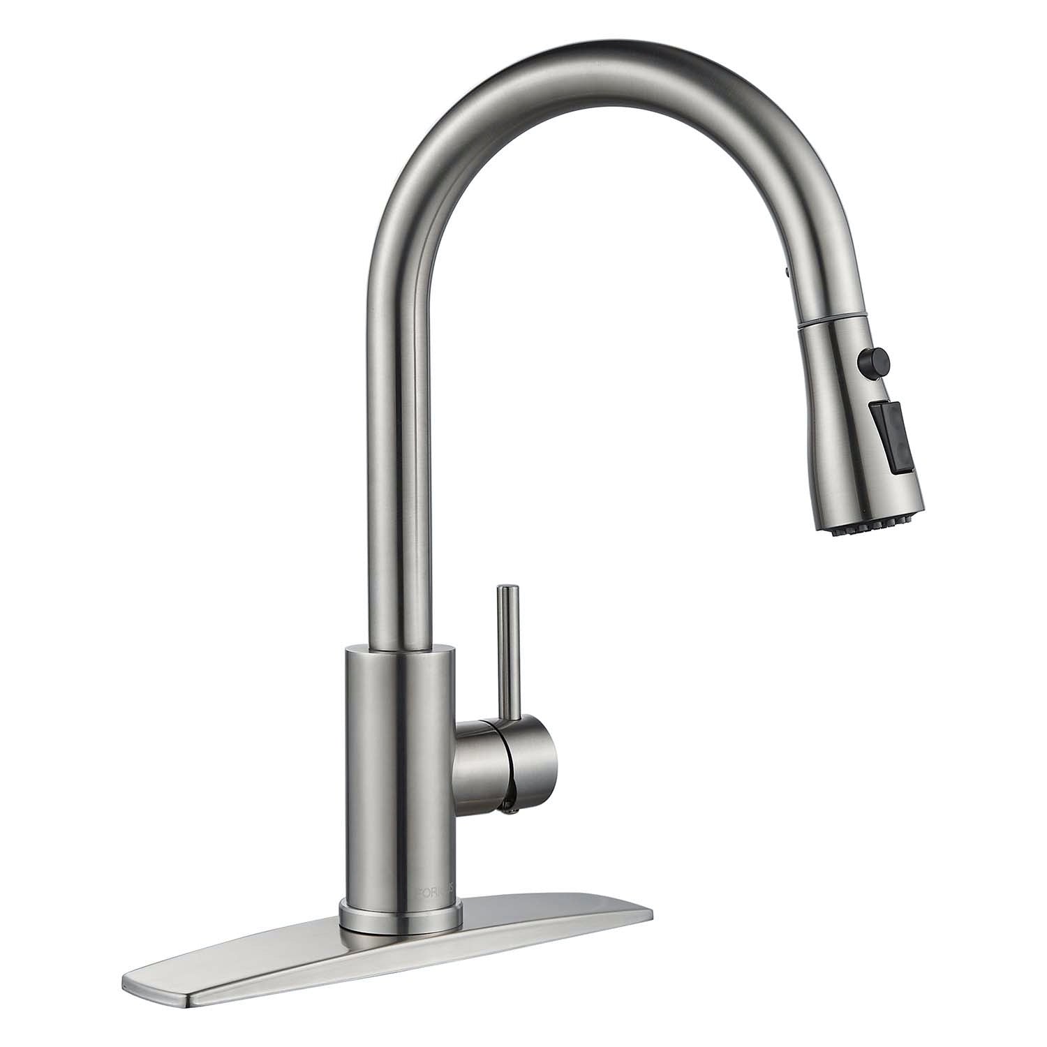 Forious Kitchen Faucet for Pull Down Sprayer Single Handle Sink Faucet Brushed Nickel in Kitchen