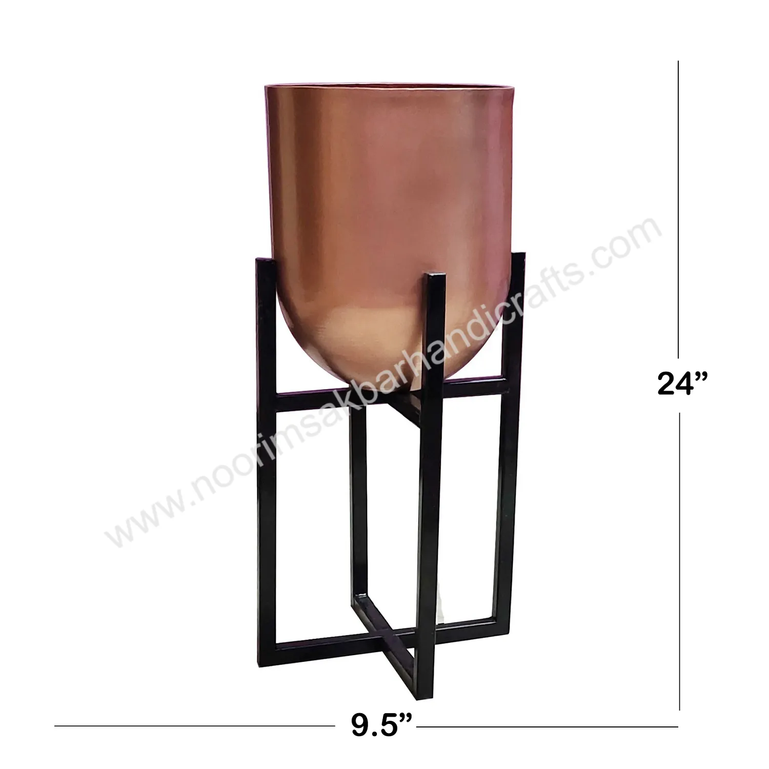 Copper Powder Coated Black Metal Pot Modern Metal Planters with Stands Flower Pot Holders Perfect for Indoor Household Decor