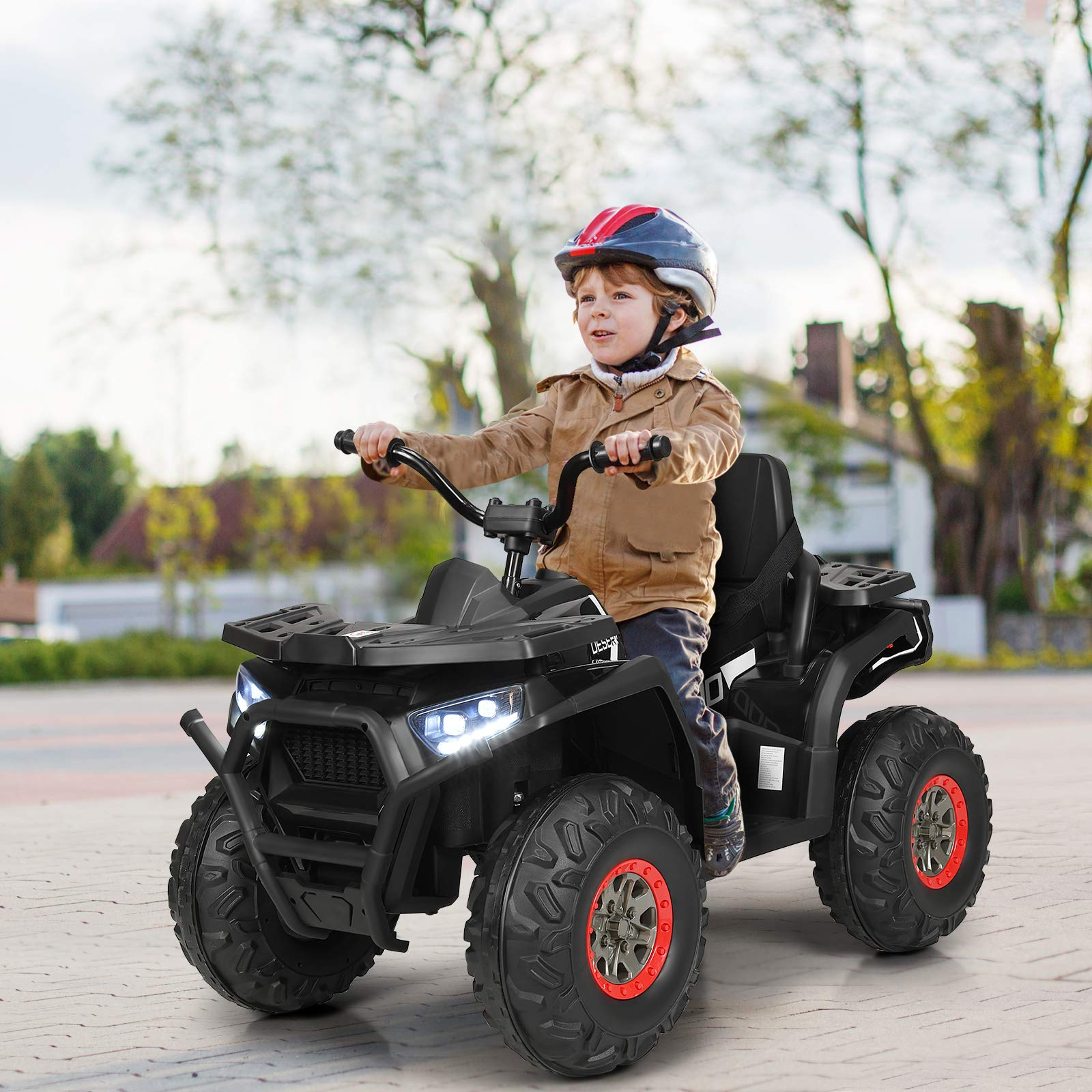 Costzon Kids ATV, 12V Battery Powered Electric Vehicle w/ Safety Belt