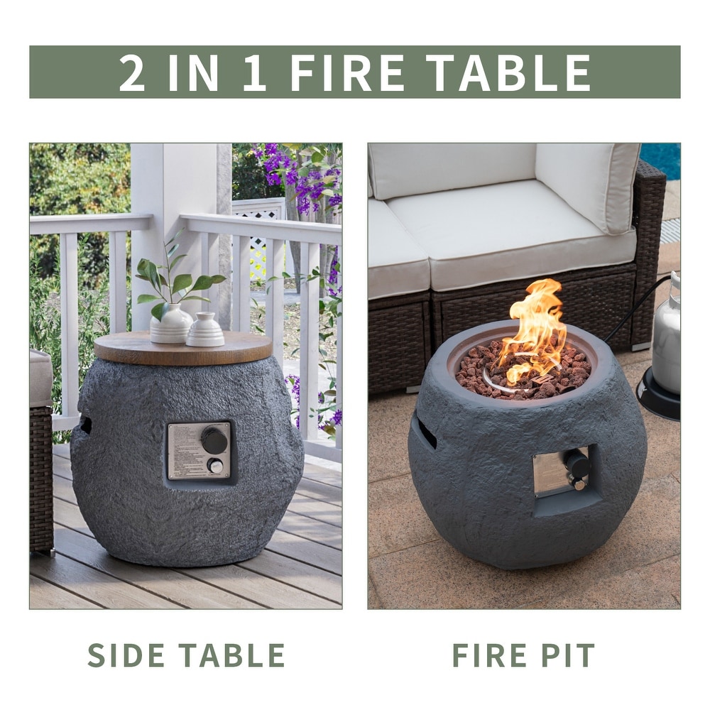 Outdoor Propane Firepit and Side Table   23\