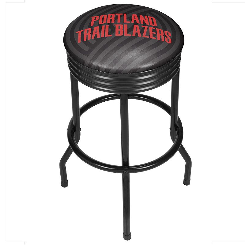 Portland Trail Blazers Padded Ribbed Black Bar Stool