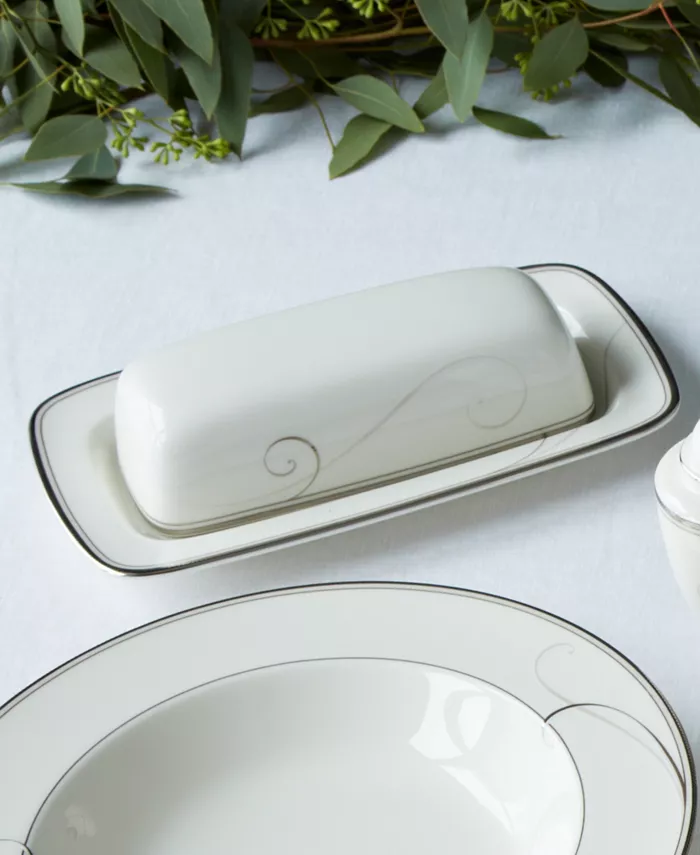 Noritake Dinnerware Platinum Wave Covered Butter Dish