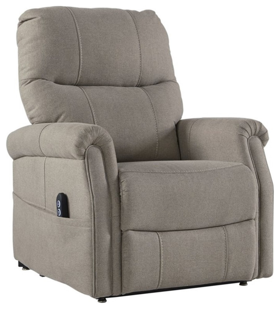 Bowery Hill Traditional Fabric Power Lift Recliner in Gray Finish   Transitional   Recliner Chairs   by Homesquare  Houzz