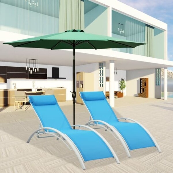 2-Piece Aluminum Outdoor Chaise Lounge