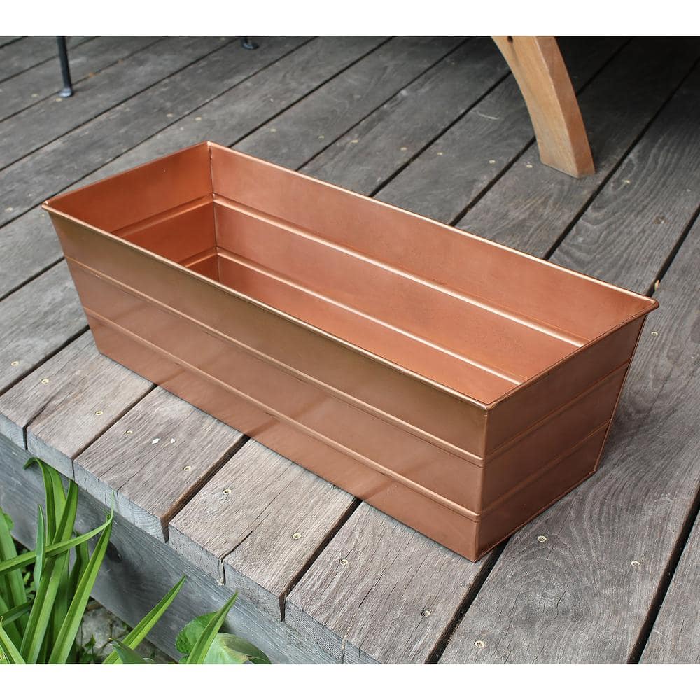 Achla Designs Medium Galvanized Steel Flower Box Planter， 24 in. W Copper Plated C-20C