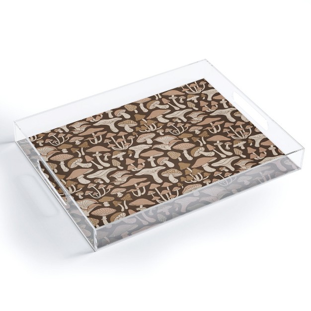 Avenie Mushrooms In Neutral Brown Acrylic Tray deny Designs