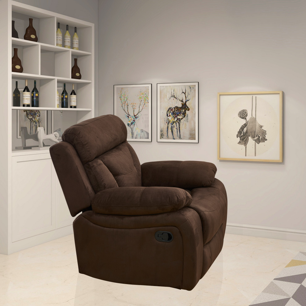 Betsy Furniture Microfiber Reclining Chair  Brown   Transitional   Recliner Chairs   by Vanity Art LLC  Houzz