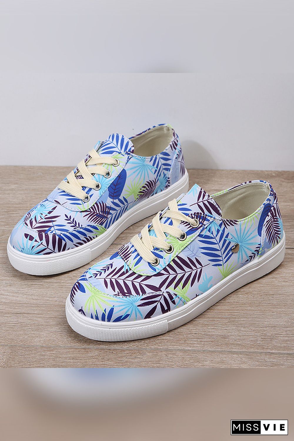 PU Floral Print Sneakers