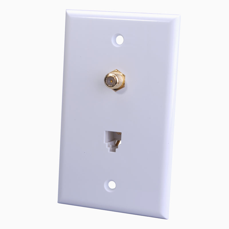 WALLPLATE COAX/PHONE WHT