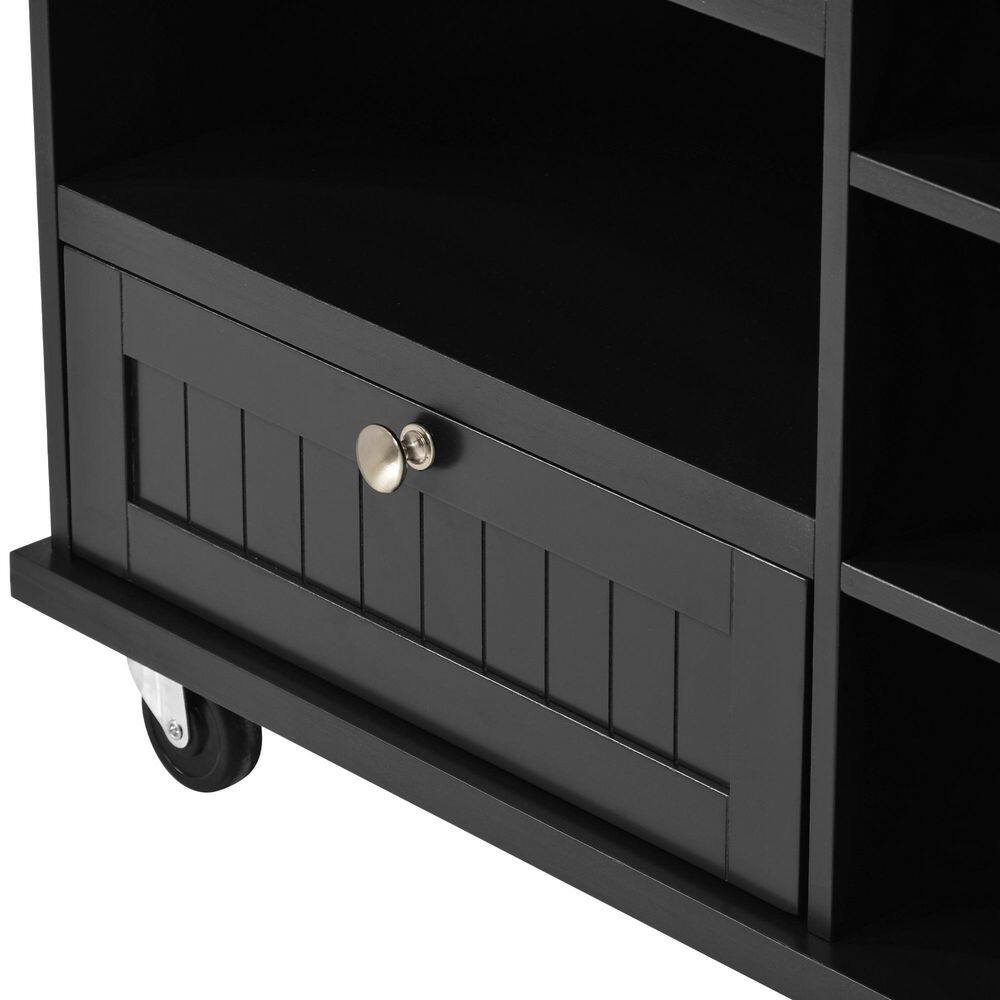 Nestfair Black Modern Kitchen Island with Storage Cabinet and Two Locking Wheels CKK6670B