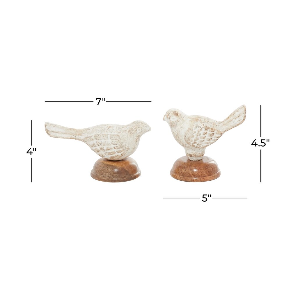 Green Distressed Wood Farmhouse Figurine Sculpture Bird (Set of 2)   7 x 4 x 4 and 5 x 5 x 5