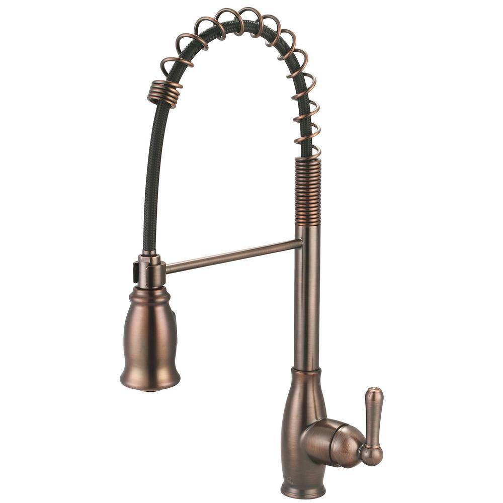 OLYMPIA Single Handle Pre-Rinse Spring Pull Down Sprayer Kitchen Faucet in Oil Rubbed Bronze K-5045-ORB