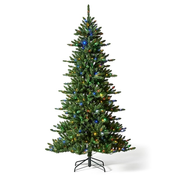 Glitzhome 7.5ft PreLit Green Slim Fir Christmas Tree with 400 LED Lights