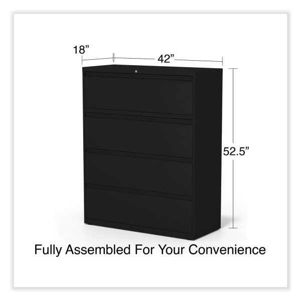 Alera Lateral File， 4 Legal/Letter-Size File Drawers， Black， 42