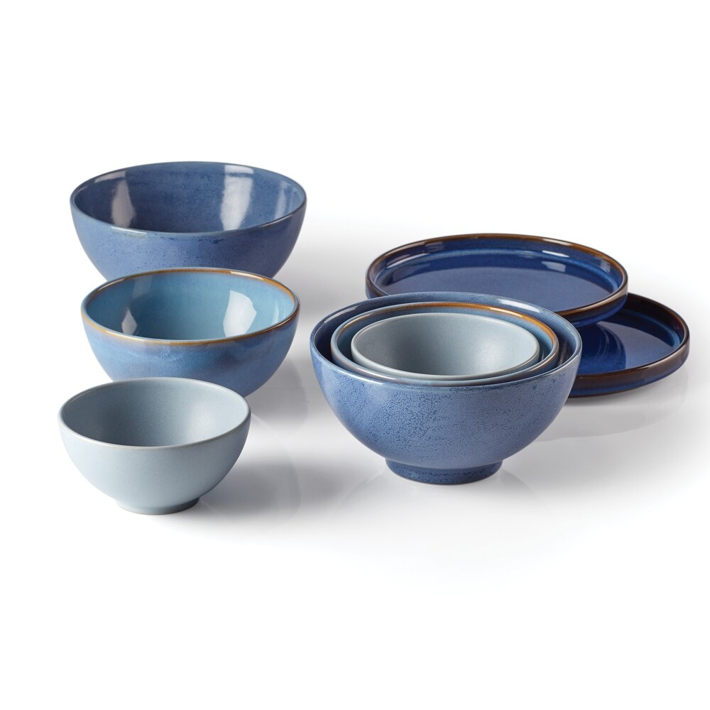 Luna 8 Piece Nesting Dinnerware Set  Blue