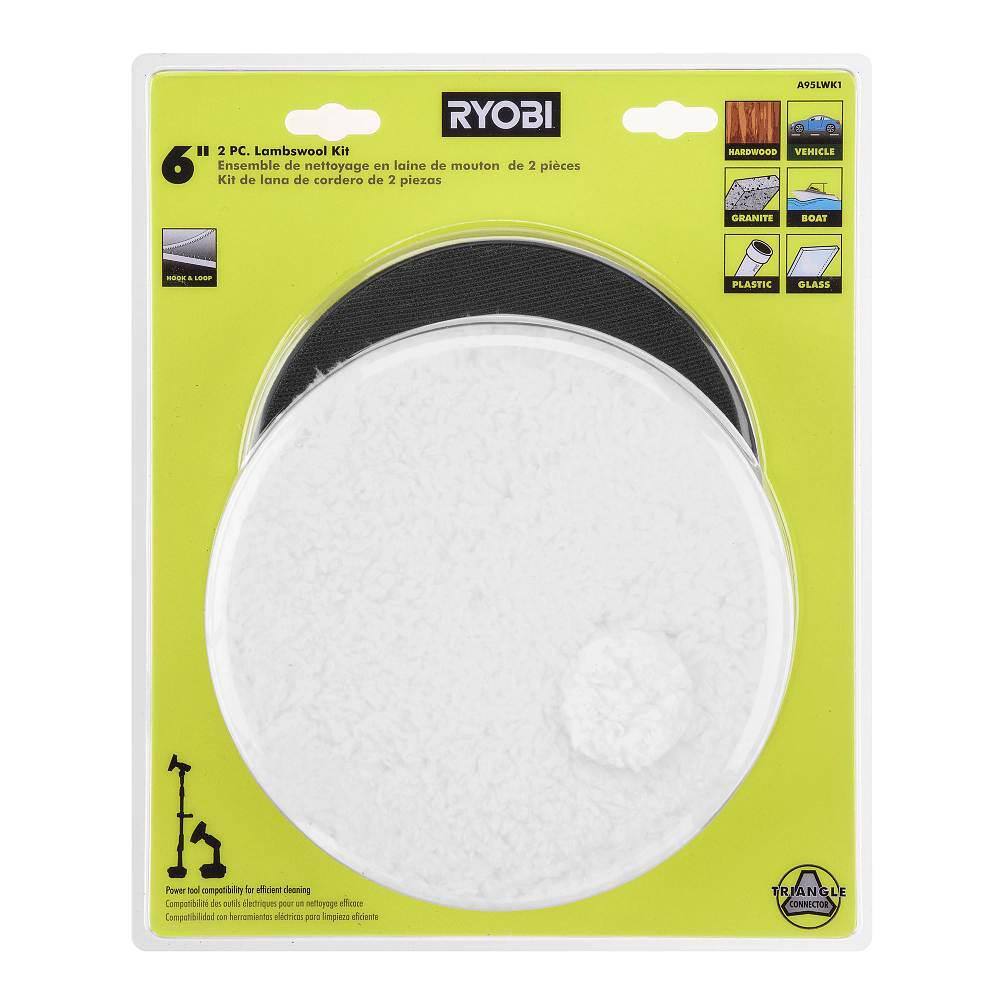 RYOBI 6 in. 2-Piece Lambswool Kit for RYOBI P4500 and P4510 Scrubber Tools A95LWK1