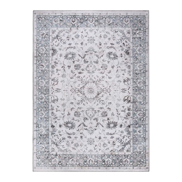 Modern Farmhouse Floral Scroll Border Indoor Area Rug Or Runner By Blue Nile Mills