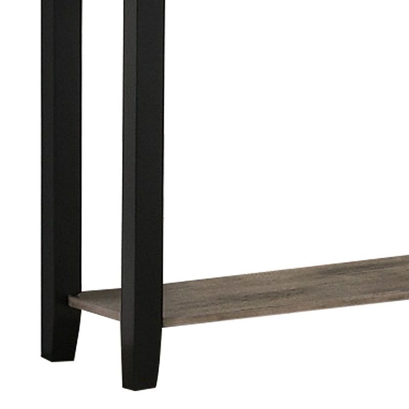 Wooden Console Table with One Open Shelf， Black and Gray