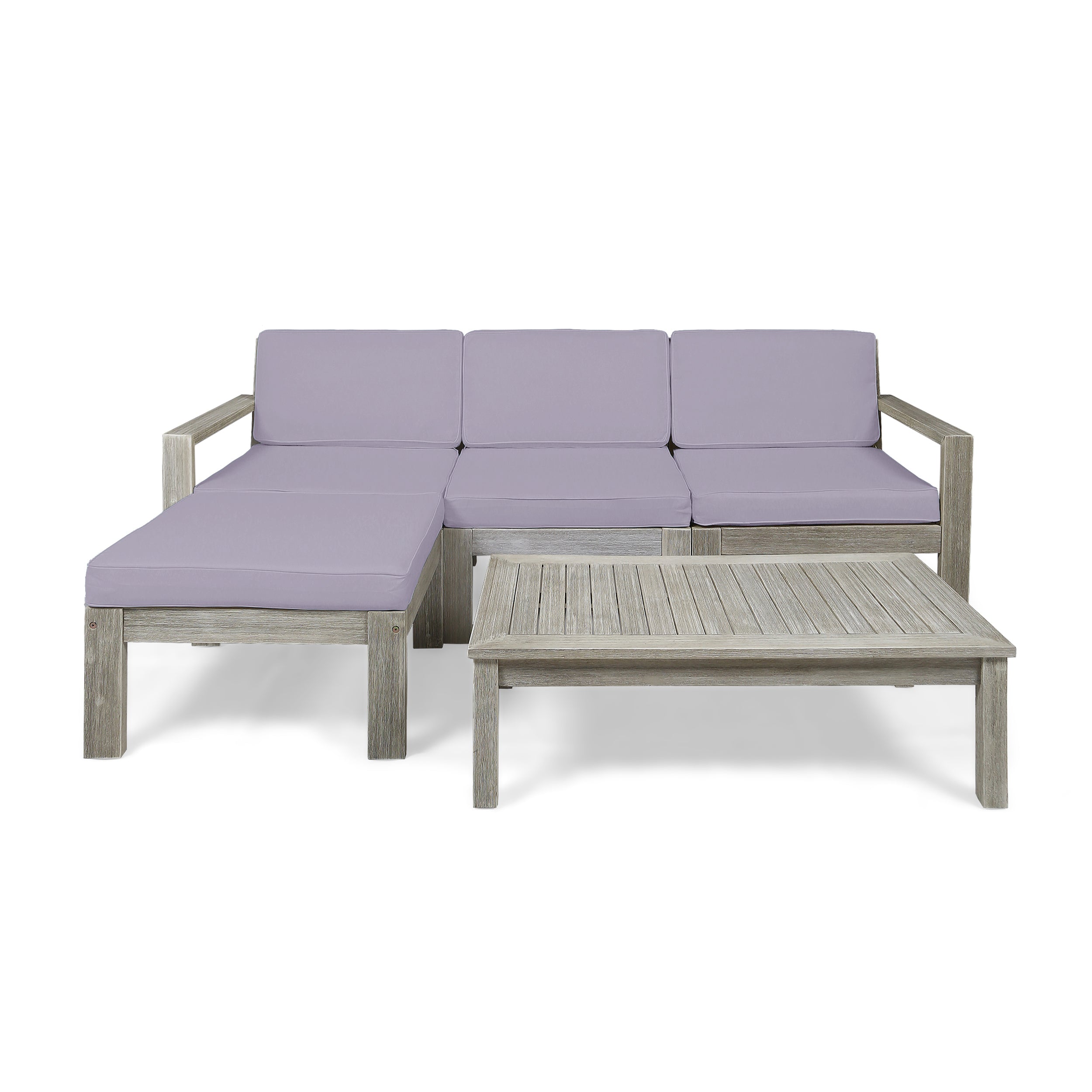 Makayla Ana Outdoor 3 Seater Acacia Wood Sofa Sectional with Cushions