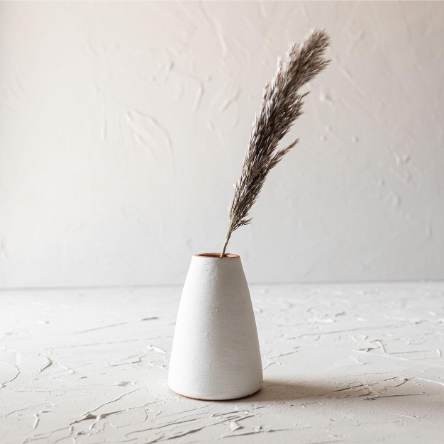 White Terracotta Tapered Bud Vase By Shopsmaniay